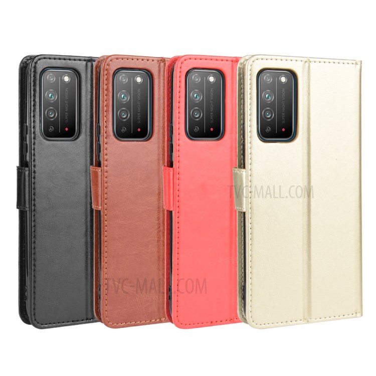 Crazy Horse Texture Soft Leather Case with Strap for Honor X10 5G - Black-10