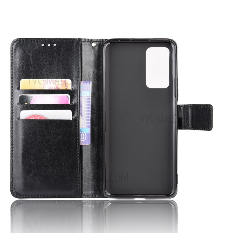 Crazy Horse Texture Soft Leather Case with Strap for Honor X10 5G - Black-4