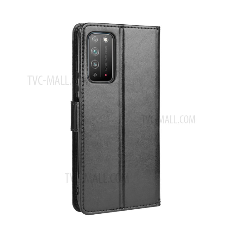 Crazy Horse Texture Soft Leather Case with Strap for Honor X10 5G - Black-7