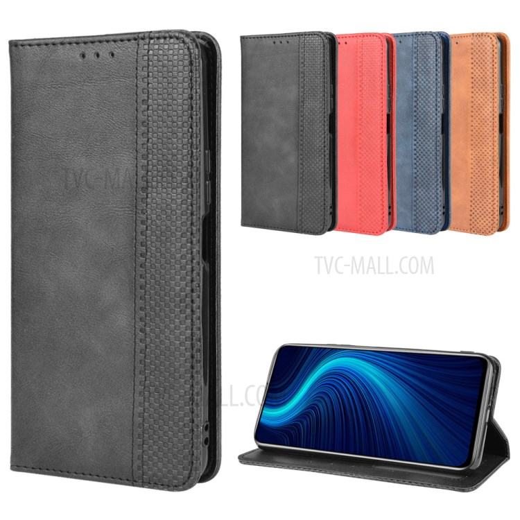 Magnetic Snap Retro Leather Case with Wallet Stand Shell for Honor X10 5G - Black-11