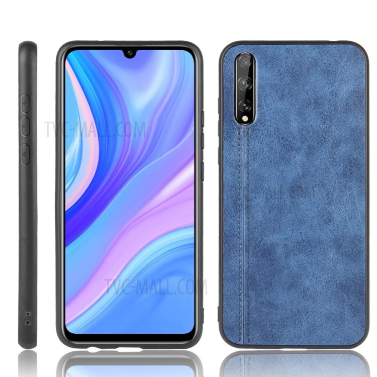PU Leather Coated PC + TPU Mobile Phone Shell for Huawei Y8p/Enjoy 10s - Blue-1