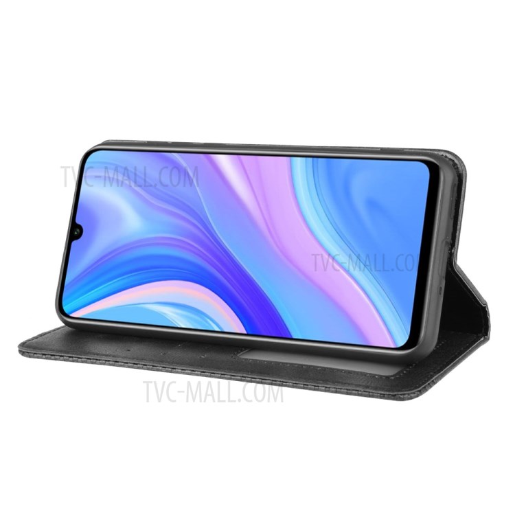 Auto-absorbed Vintage PU Leather Wallet Protection Cover for Huawei Y8p/ Enjoy 10s - Black-6