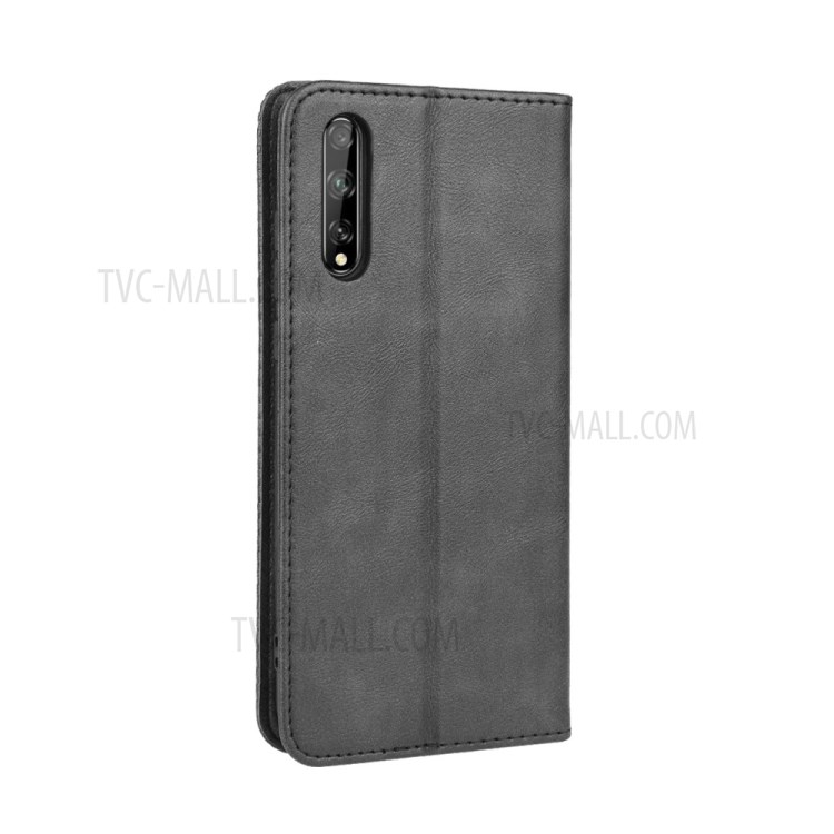Auto-absorbed Vintage PU Leather Wallet Protection Cover for Huawei Y8p/ Enjoy 10s - Black-7