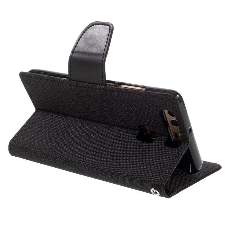 MERCURY GOOSPERY Canvas Wallet Stand Leather Case for Huawei P9 - Black-5
