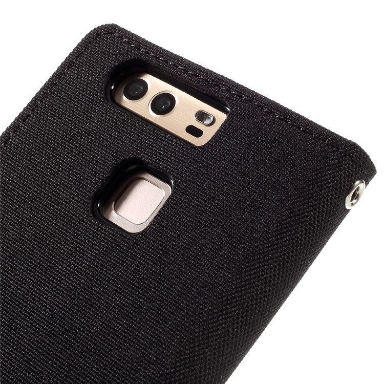 MERCURY GOOSPERY Canvas Wallet Stand Leather Case for Huawei P9 - Black-8