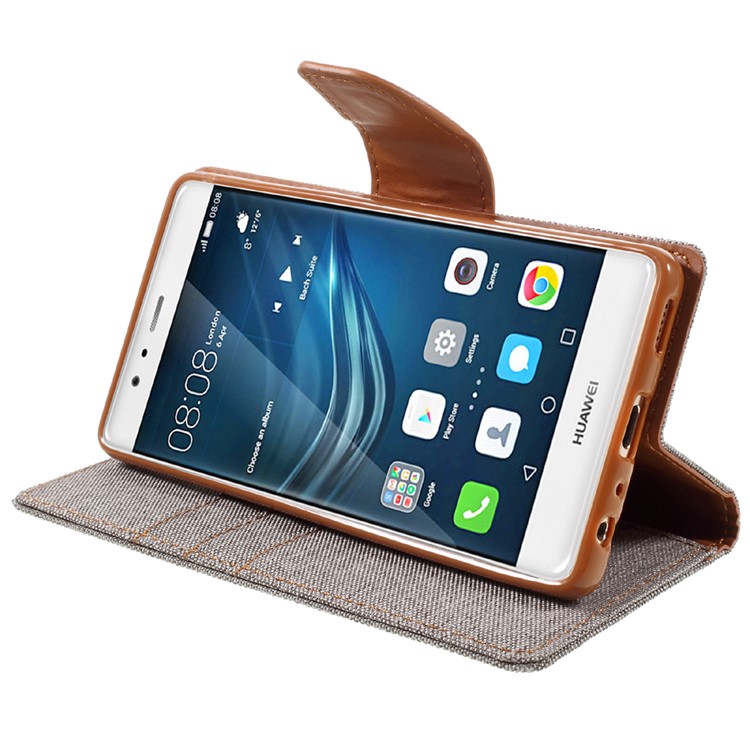 MERCURY GOOSPERY Canvas Wallet Stand Leather Cover for Huawei P9 - Grey-4