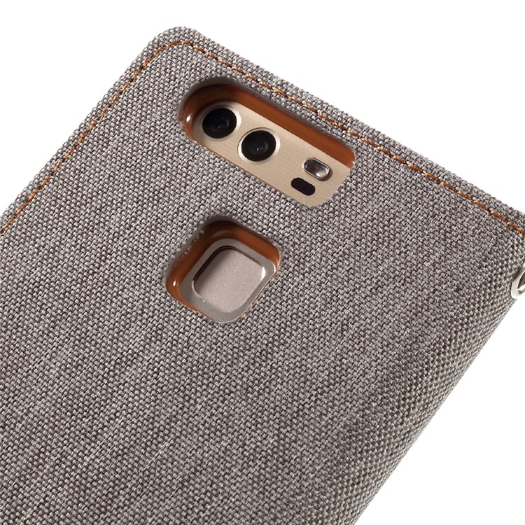 MERCURY GOOSPERY Canvas Wallet Stand Leather Cover for Huawei P9 - Grey-8