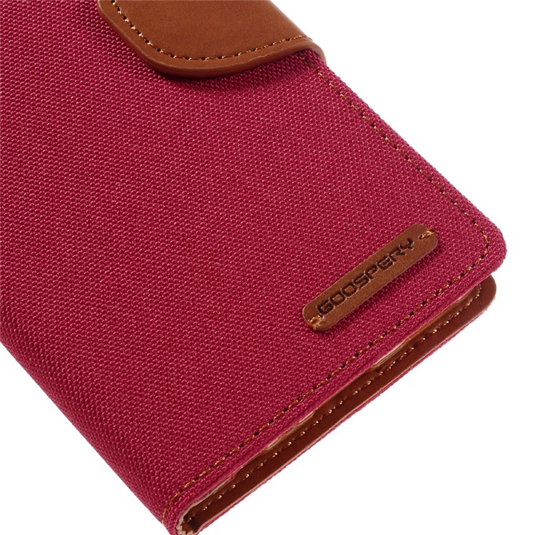 MERCURY GOOSPERY Canvas Wallet Stand Leather Shell for Huawei P9 - Red-7