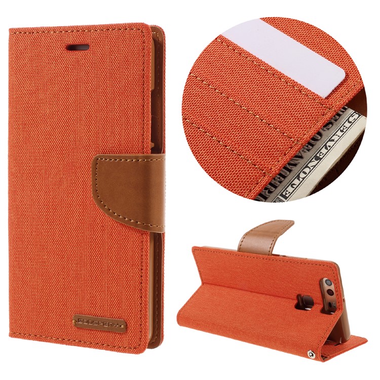 MERCURY GOOSPERY Canvas Wallet Leather Phone Case for Huawei P9 - Orange-1