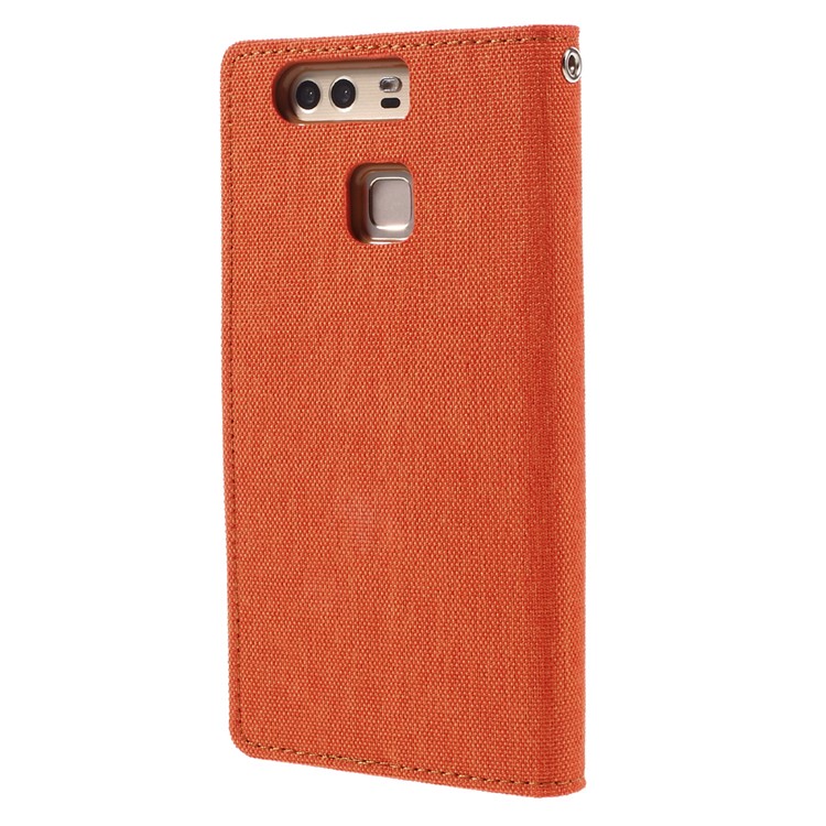 MERCURY GOOSPERY Canvas Wallet Leather Phone Case for Huawei P9 - Orange-2
