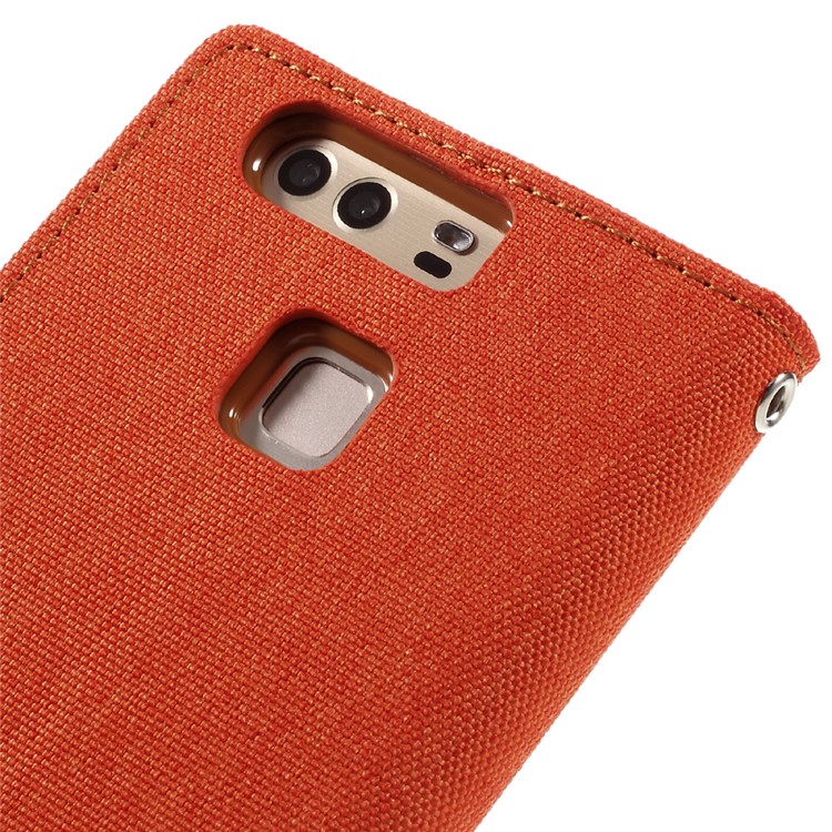 MERCURY GOOSPERY Canvas Wallet Leather Phone Case for Huawei P9 - Orange-8