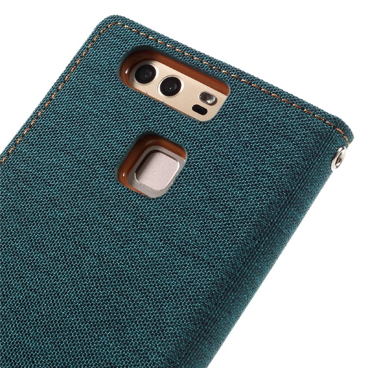 MERCURY GOOSPERY Canvas Wallet Flip Leather Case for Huawei P9 - Green-8
