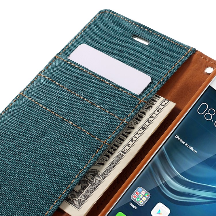 MERCURY GOOSPERY Canvas Wallet Flip Leather Case for Huawei P9 - Green-9