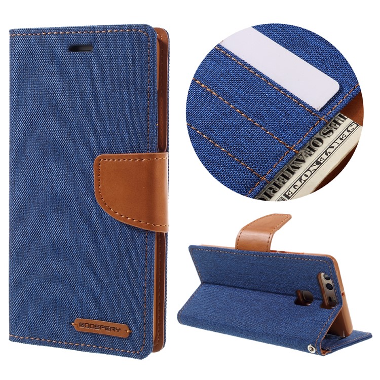 MERCURY GOOSPERY Canvas Wallet Protective Leather Case for Huawei P9 - Baby Blue-1