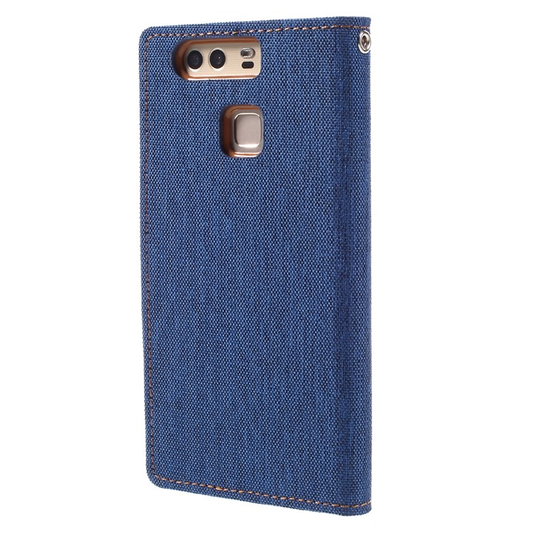 MERCURY GOOSPERY Canvas Wallet Protective Leather Case for Huawei P9 - Baby Blue-2