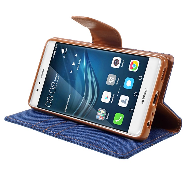 MERCURY GOOSPERY Canvas Wallet Protective Leather Case for Huawei P9 - Baby Blue-4