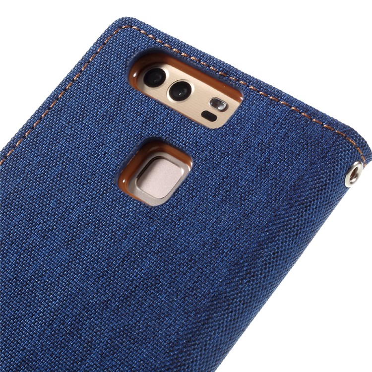 MERCURY GOOSPERY Canvas Wallet Protective Leather Case for Huawei P9 - Baby Blue-8