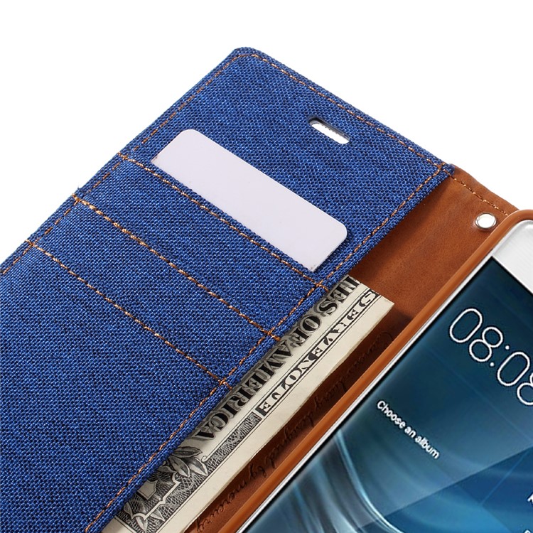 MERCURY GOOSPERY Canvas Wallet Protective Leather Case for Huawei P9 - Baby Blue-9