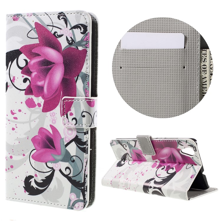 Colorful Pattern Flip Leather Wallet Stand Case for Huawei Honor 5A - Fresh Flower-1