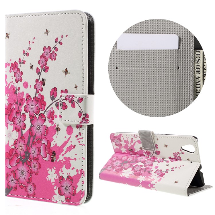 Colorful Pattern Flip Leather Wallet Stand Cover for Huawei Honor 5A - Peach Blossom-1