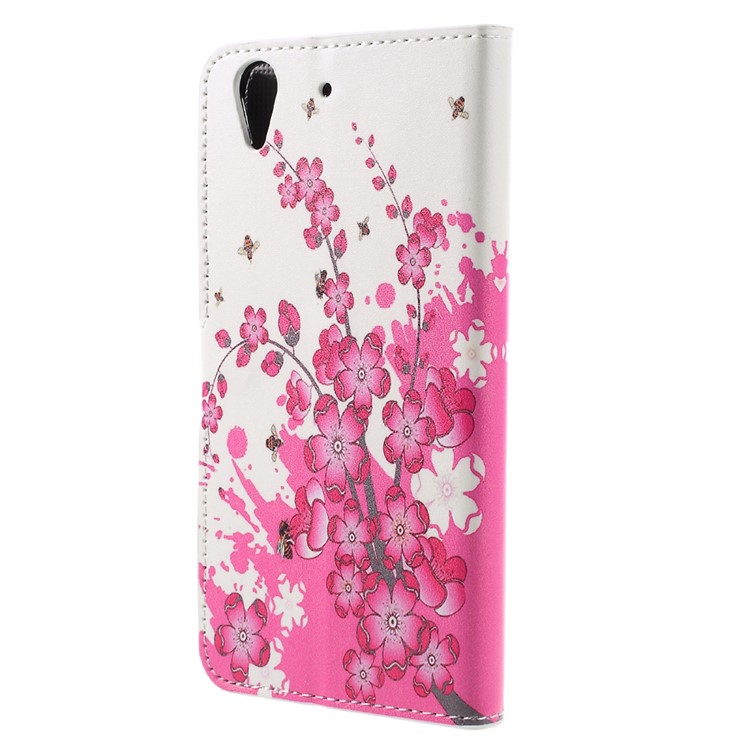 Colorful Pattern Flip Leather Wallet Stand Cover for Huawei Honor 5A - Peach Blossom-2