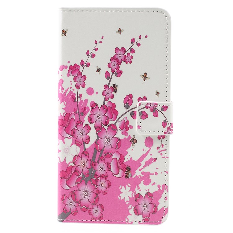 Colorful Pattern Flip Leather Wallet Stand Cover for Huawei Honor 5A - Peach Blossom-3