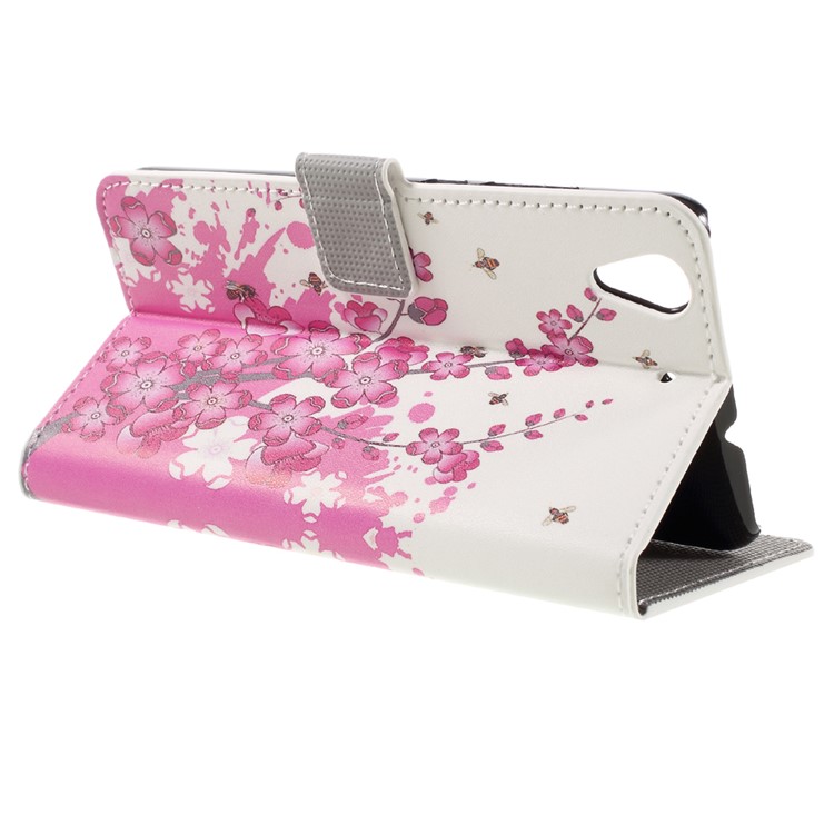 Colorful Pattern Flip Leather Wallet Stand Cover for Huawei Honor 5A - Peach Blossom-5
