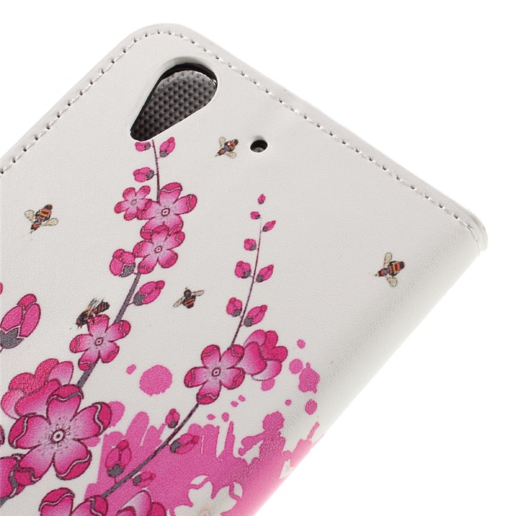Colorful Pattern Flip Leather Wallet Stand Cover for Huawei Honor 5A - Peach Blossom-9