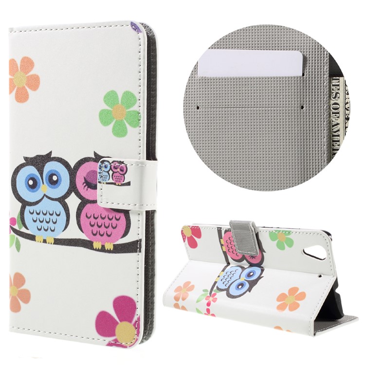 Colorful Pattern Flip Leather Wallet Phone Case for Huawei Honor 5A - Owl Couple-1