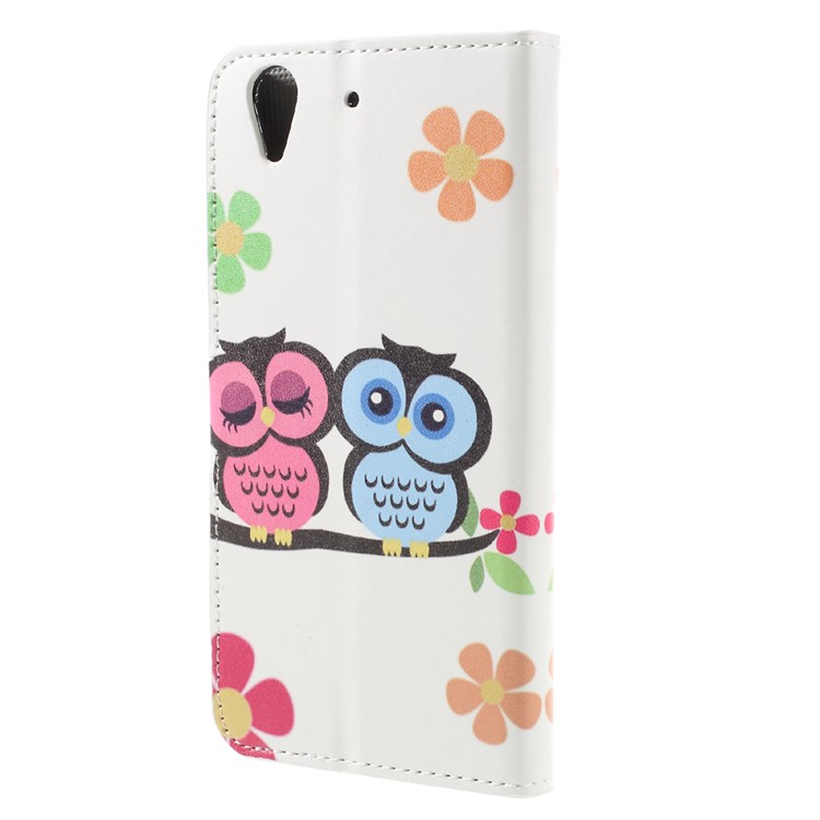Colorful Pattern Flip Leather Wallet Phone Case for Huawei Honor 5A - Owl Couple-2