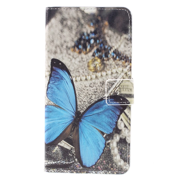 Colorful Pattern Flip Leather Wallet Protective Case for Huawei Honor 5A - Blue Butterfly-3