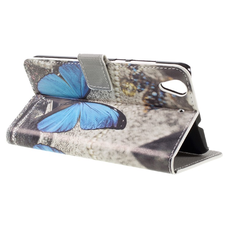Colorful Pattern Flip Leather Wallet Protective Case for Huawei Honor 5A - Blue Butterfly-5