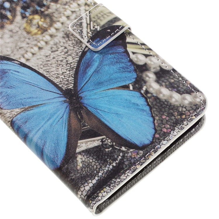 Colorful Pattern Flip Leather Wallet Protective Case for Huawei Honor 5A - Blue Butterfly-8