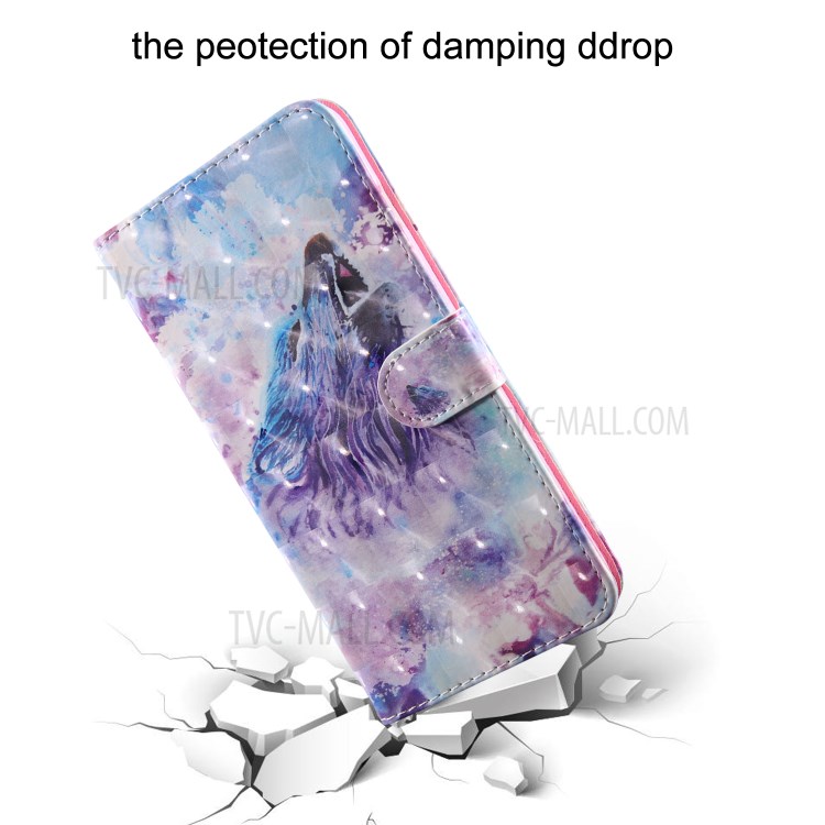 Light Spot Decor Pattern Printing Wallet Leather Phone Cover for Huawei Y5p/Honor 9S - Purple Wolf-5