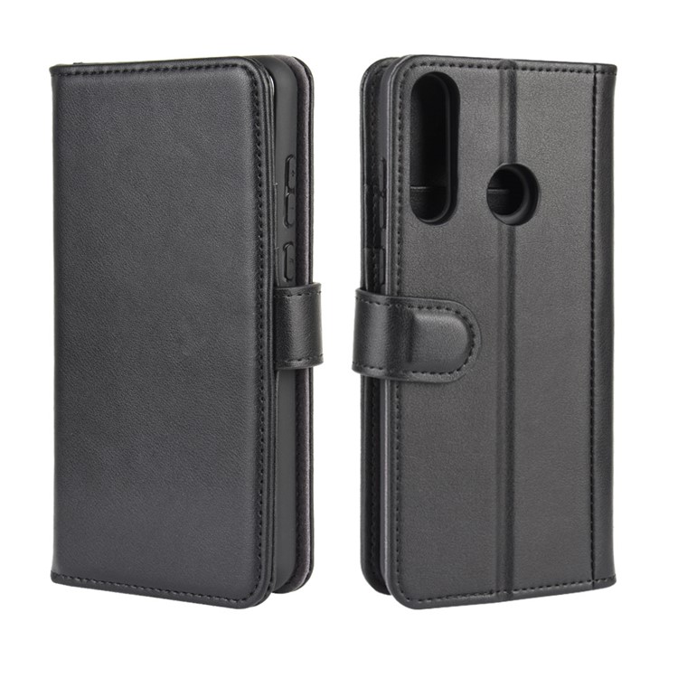 Split Leather Protection Case for Huawei Y6p Wallet Stand Cover - Black-2