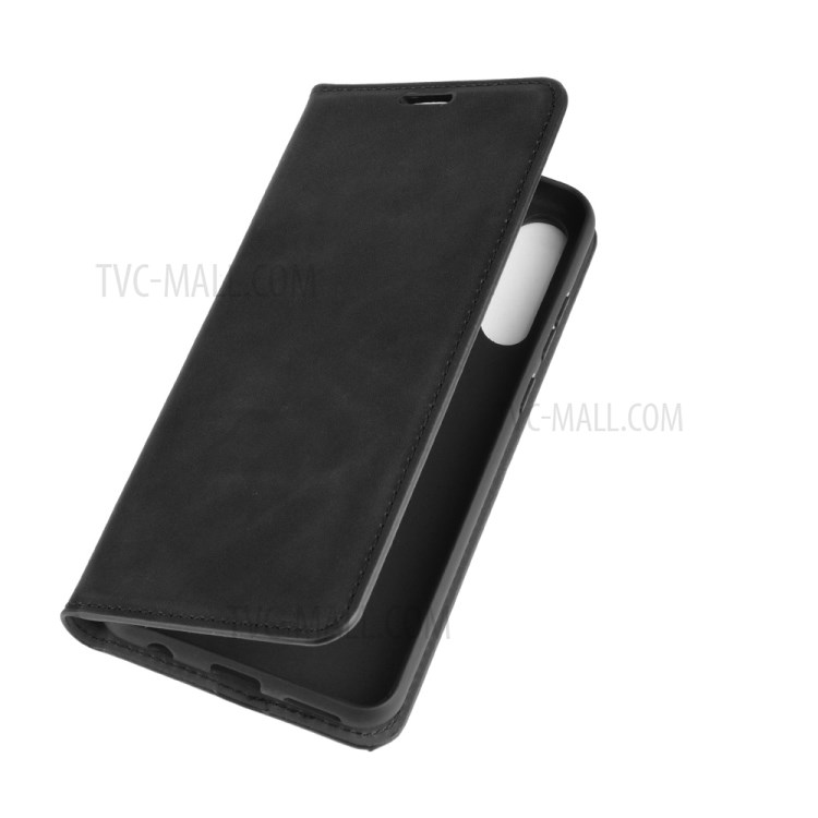 Silky Touch Leather Wallet Stylish Phone Case for Huawei Y6p - Black-7