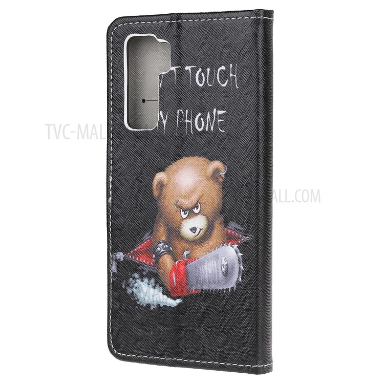 La Impresión Del Patrón De Cuero Cubierta Del Teléfono Tirón De La Carpeta Para Huawei Nova 7 SE / P40 Lite 5G - Oso Vigilantes-3