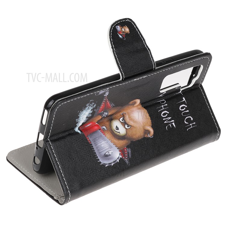 La Impresión Del Patrón De Cuero Cubierta Del Teléfono Tirón De La Carpeta Para Huawei Nova 7 SE / P40 Lite 5G - Oso Vigilantes-4