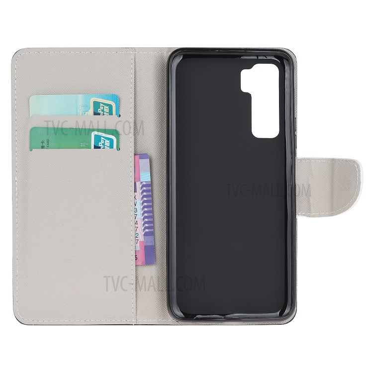 La Impresión Del Patrón De Cuero Cubierta Del Teléfono Tirón De La Carpeta Para Huawei Nova 7 SE / P40 Lite 5G - Oso Vigilantes-6