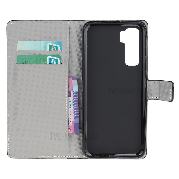 Estojo De Couro De Impressão Padrão Carteira Escudo Do Telefone Para Huawei P40 Lite 5g / Nova 7 SE - Borboleta E Círculo-6