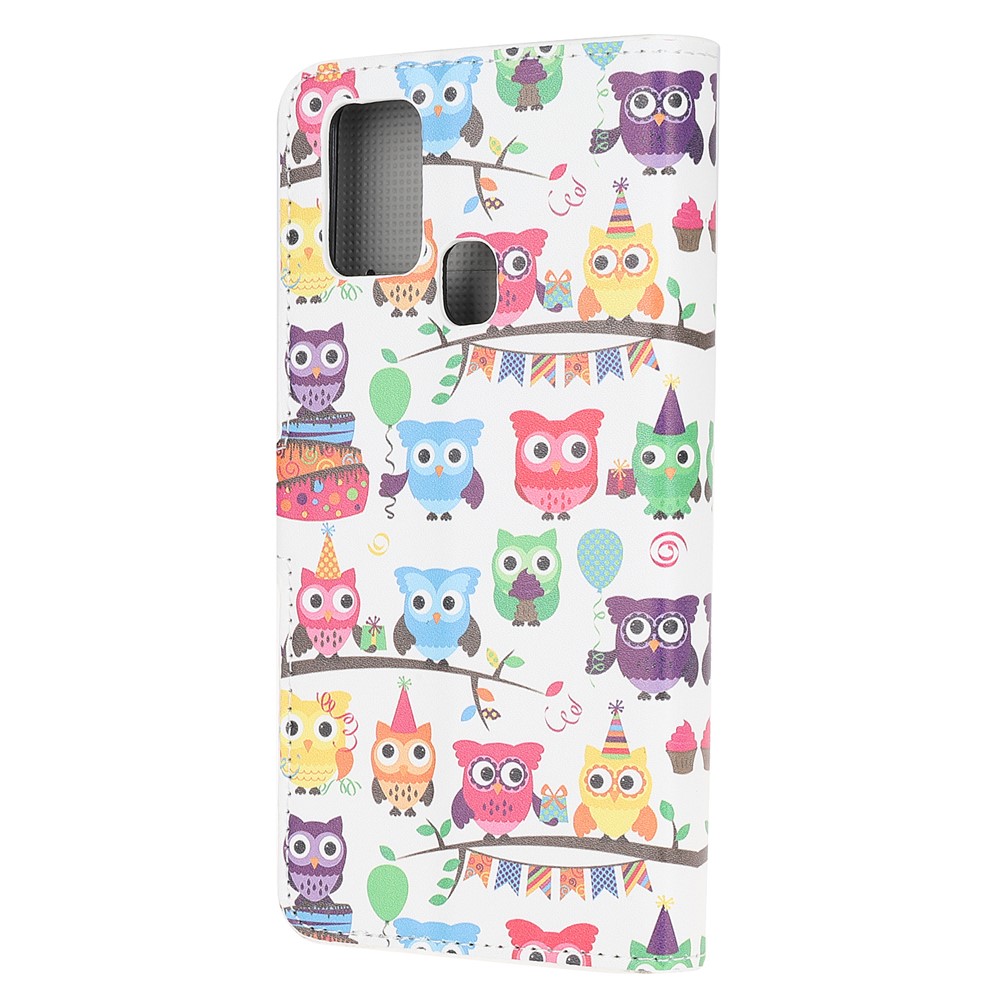 Estojo De Couro De Impressão Padrão Carteira Tampa Do Telefone Para Huawei P SMART 2020 - Vários Corujas Bonitos-3