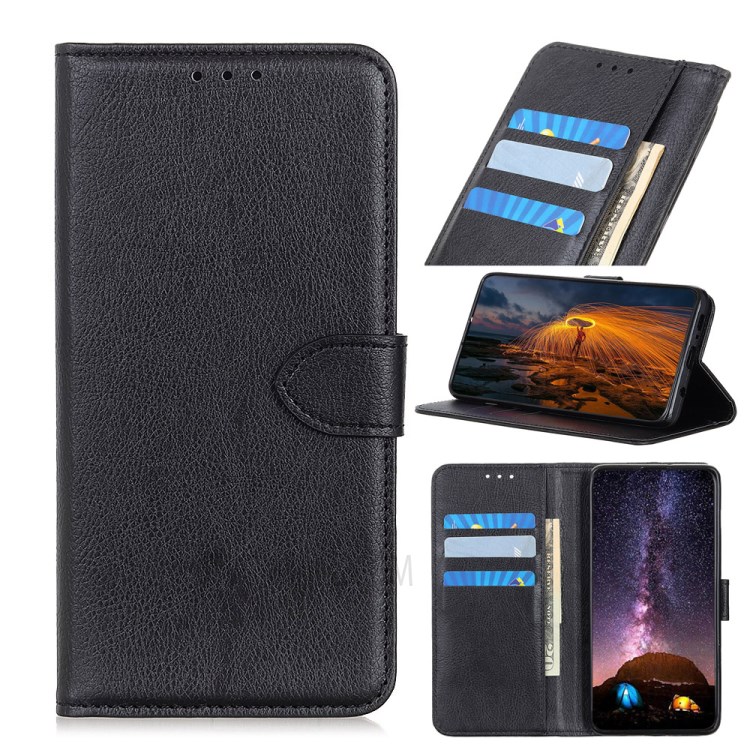 Litchi Texture Wallet Stand Leather Phone Case for Honor 9X Lite - Black-1