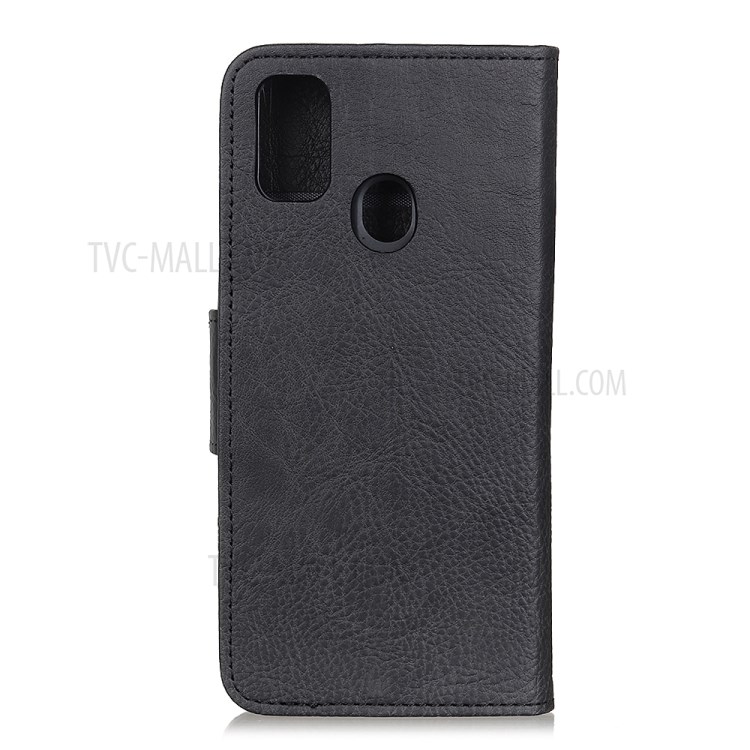 Litchi Texture Unique PU Leather Wallet Phone Shell for Honor 9X Lite - Black-9