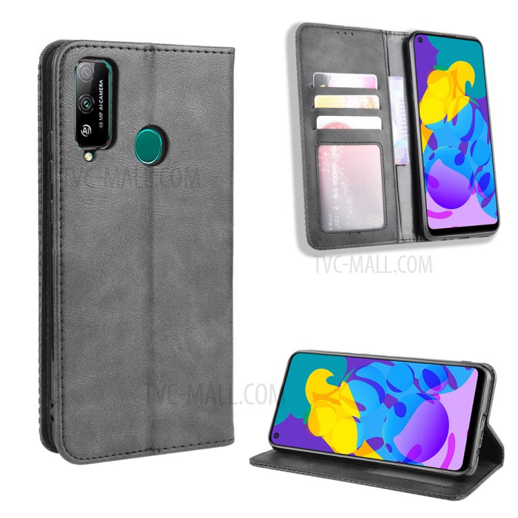 Magnetic Retro Leather with Wallet Back Shell for Honor Play 4T - Black-1