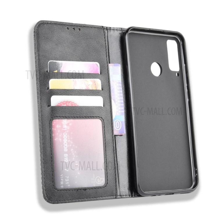 Magnetic Retro Leather with Wallet Back Shell for Honor Play 4T - Black-4