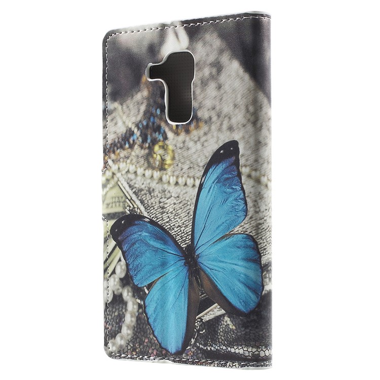 Wallet Leather Stand Case for Huawei Honor 5c / GT3 - Blue Butterfly-2