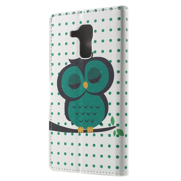 Wallet Leather Cover Case for Huawei Honor 5c / GT3 - Sleeping Owl on the Branch-2