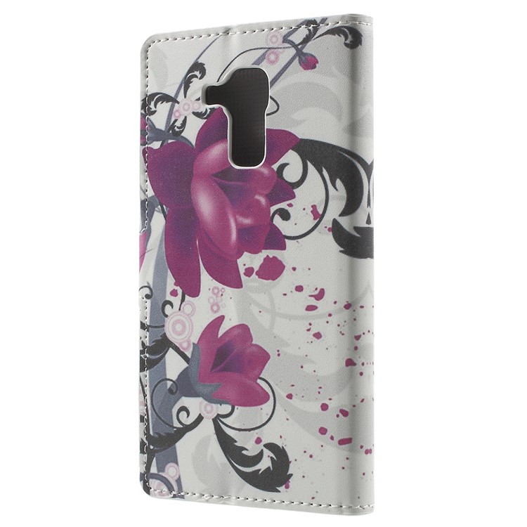 Wallet Leather Magnetic Case for Huawei Honor 5c / GT3 - Purple Flowers-2