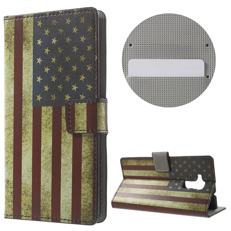 Leather Stand Cover with Card Slots for Huawei Honor 5c / GT3 - Retro American Flag-1