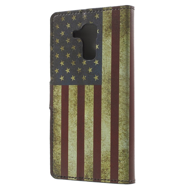 Leather Stand Cover with Card Slots for Huawei Honor 5c / GT3 - Retro American Flag-2